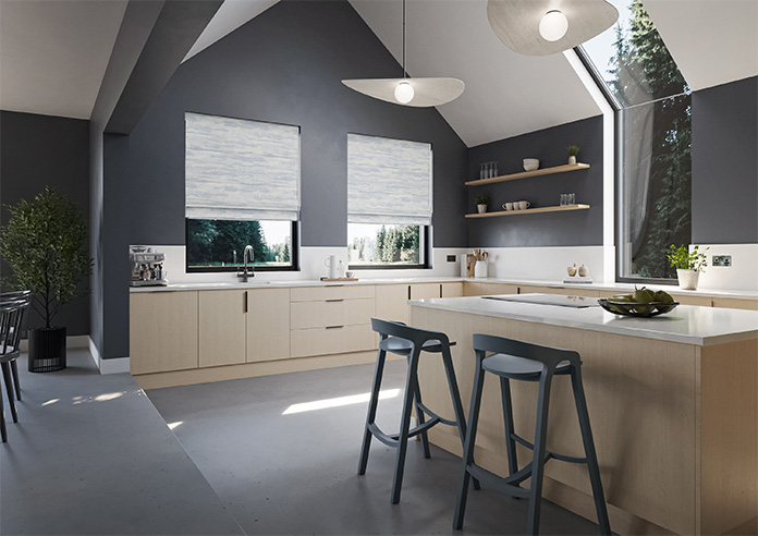 Glamour, Slate Blue - Motorised Roman Blind - Image 6